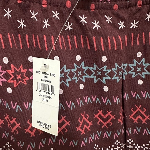 312 AERIE | NWT $40 Burgundy Multi Fair Isle Print Lounge Pants (Size M) - Picture 9 of 17